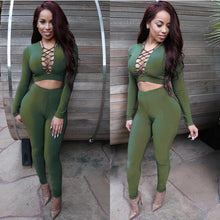 Load image into Gallery viewer, Women 2 pieces long sleeve Sexy Tops And Pants Sets - nevaehshalo