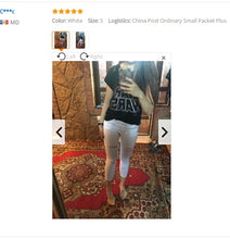 Load image into Gallery viewer, Skinny Jeans Women Denim Pants Holes Destroyed Knee Pencil Pants Casual Trousers Black White Stretch Ripped Jeans - nevaehshalo