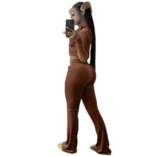 Load image into Gallery viewer, Women Outdoor Casual Sports Solid Velvet Two Piece Set Top and Pants