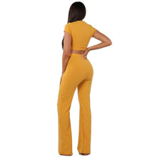 Load image into Gallery viewer, Women knitted long sleeve o-neck crop top wide leg pants 2 piece set for female women tops pants two pieces sets women's suits - nevaehshalo