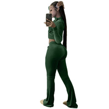 Load image into Gallery viewer, Women Outdoor Casual Sports Solid Velvet Two Piece Set Top and Pants