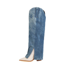 Load image into Gallery viewer, Denim Stitching Microfiber Women's Knee-Length Boots
