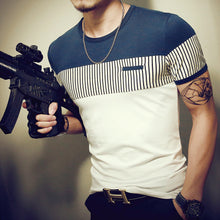 Load image into Gallery viewer, Men's T Shirt Casual Patchwork Short Sleeve Men T-Shirt Mens Clothing Casual Slim Fit Hip-Hop Top Tees 5XL - nevaehshalo