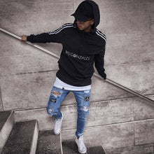 Load image into Gallery viewer, Men's Ripped jeans Badge Letters Hip-hop Skinny Jogging Denim Fashion Pencil Long Trousers Distressed Jeans For Men Clothing - nevaehshalo