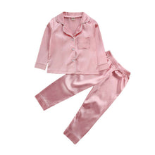 Load image into Gallery viewer, Childrens Kids Pyjamas Silk Satin Tops Pant Autumn Winter Long Sleeve Sleepwear Nightwear Girl Boy Pajama Sets - nevaehshalo