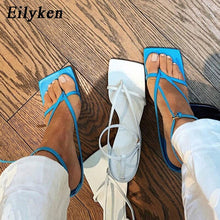 Load image into Gallery viewer, Fashion Ankle Buckle Strap Women Sandals Sexy Summer Square Head Clip Toes Flip Flops Thin High Heels Ladies Party shoes - nevaehshalo