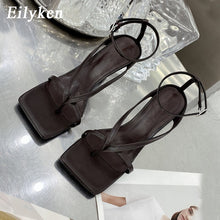 Load image into Gallery viewer, Fashion Ankle Buckle Strap Women Sandals Sexy Summer Square Head Clip Toes Flip Flops Thin High Heels Ladies Party shoes - nevaehshalo