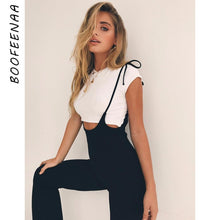 Load image into Gallery viewer, Black High Waist Wide Leg Pants Casual Lace Up Overalls Women Flare Trousers - nevaehshalo