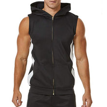 Load image into Gallery viewer, Men Zipper Splicing Sports Hooded Vest bodybuilding golds gym clothing musculation singlet fitness clothing - nevaehshalo
