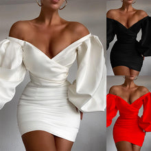 Load image into Gallery viewer, Temperament Commuter Mid-Waist Skirt Wrap Chest Solid Color Sexy Off-Shoulder Skirt - nevaehshalo