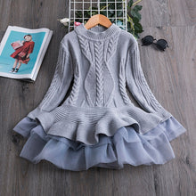 Load image into Gallery viewer, Winter Knitted Chiffon Girl Dress Christmas Party Long Sleeve Children Clothes Kids Dresses For Girls New Year Clothing - nevaehshalo