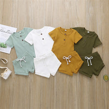 Load image into Gallery viewer, Boys and Girls Summer Clothes Tops+Shorts Outfits Sets - nevaehshalo