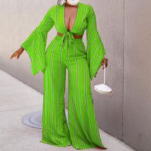 Load image into Gallery viewer, New Women's Long Sleeve Sexy Short Top Wide Leg Pants Suit