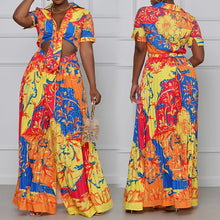 Load image into Gallery viewer, Printed Short Top Fashion Sexy Wide Leg Pants - nevaehshalo