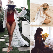 Load image into Gallery viewer, Summer Women Casual White Black Blouse Cover Up Tops Floral Beach Cardigan Lace Clothes - nevaehshalo