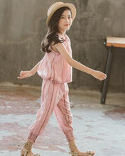 Load image into Gallery viewer, Girls Clothing Sets Summer Children Sports Suit Striped Tops + Pants Two-piece Sets KidsTracksuit Teenager Girls Clothes