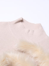 Load image into Gallery viewer, Patchwork Feather Knitting Sweater For Women Stand Collar Lantern Sleeve Solid Minimalist Sweaters Female Clothing
