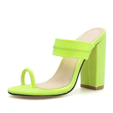 Load image into Gallery viewer, Eilyken Summer Slippers Sandals Flip Flop Square heel Stretch Fabric Hollow Women Shoes Sexy Slippers Pumps Fluorescent green - nevaehshalo
