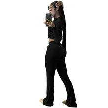 Load image into Gallery viewer, Women Outdoor Casual Sports Solid Velvet Two Piece Set Top and Pants
