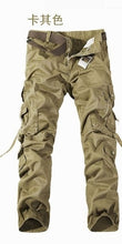Load image into Gallery viewer, Multi-pocket washed overalls men loose cotton cargo pants