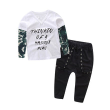 Load image into Gallery viewer, Boy Letter Tattoo T shirt Pants Outfits Clothes Set - nevaehshalo