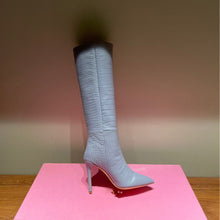 Load image into Gallery viewer, Candy Color Sexy Crocodile Leather Knee-Length High Boots Pointed Toe