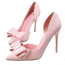 Load image into Gallery viewer, Fashion delicate sweet bowknot high heel shoes side hollow pointed Stiletto Heels Shoes women pumps - nevaehshalo