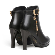 Load image into Gallery viewer, Women Ankle Thin Heel Zipper Casual Leather Boots - nevaehshalo