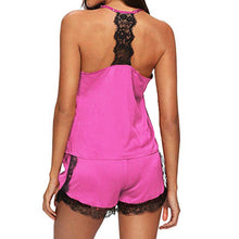 Load image into Gallery viewer, Women Sleepwear Sets Sleeveless Strap Lace Trim Satin