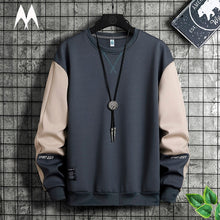 Load image into Gallery viewer, Fashion Patchwork Men Autumn New Street Casual Loose Pullover Korean Long Sleeved Top M-5XL - nevaehshalo