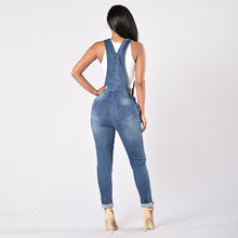 Load image into Gallery viewer, Women Overalls Cool Denim Jumpsuit Ripped Holes