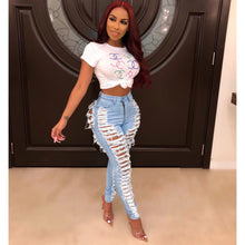 Load image into Gallery viewer, Sexy Personality Ripped Hole Washed Slim Stretch Denim Pencil Pants