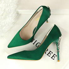 Load image into Gallery viewer, Metal Heel Flower High Shoes Silk Elegant Pumps Women Heels Shoes - nevaehshalo