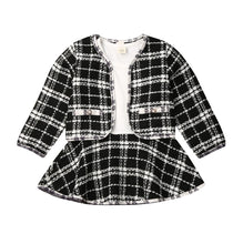 Load image into Gallery viewer, 2Pcs Autumn Winter For Baby Girl Fashion Plaid Coat Tutu Dress Outfits - nevaehshalo
