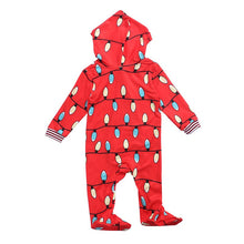 Load image into Gallery viewer, Christmas Pajamas Onesis Matching String Lights Pattern Zipper Hood for Family