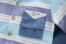 Load image into Gallery viewer, Fashion baby boys clothes spring striped shirt+jeans 2pcs set