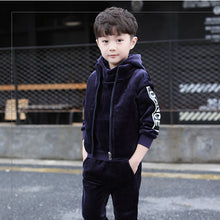 Load image into Gallery viewer, Brand Boys Warm Thicken Fleece Hoodies+Pants+Vest 3pcs Sets Girl Winter Sets Children Clothes Kids Casual Suits Christmas Outfit - nevaehshalo