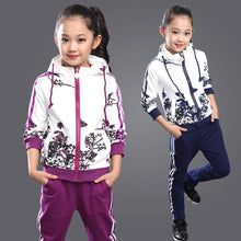 Load image into Gallery viewer, Set Clothes Jacket Floral Zipper Pants Tracksuit For Girls