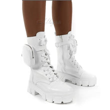 Load image into Gallery viewer, Women Pocket Boot Lace Up Ladies Ankle Boots Female Buckle Strap Black Chunky Sole Pouch Ankle Boots Woman Platform Shoe Fashion