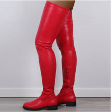Load image into Gallery viewer, Women Black Thigh High Boots New Leather Low Heel Comfortable