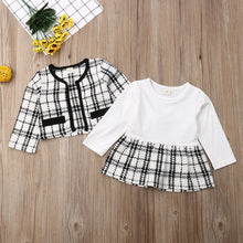 Load image into Gallery viewer, 2Pcs Autumn Winter For Baby Girl Fashion Plaid Coat Tutu Dress Outfits - nevaehshalo