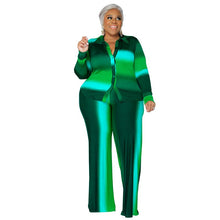Load image into Gallery viewer, Women Suit Long Sleeve Shirt and Straight Pants Two 2 Piece Set