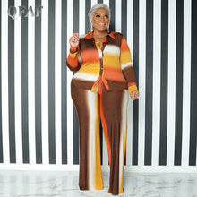 Load image into Gallery viewer, Women Suit Long Sleeve Shirt and Straight Pants Two 2 Piece Set