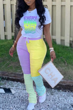 Load image into Gallery viewer, Women Two Piece Set Letter Print Drawstring Pants Set Short Sleeve T shirt.