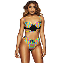 Load image into Gallery viewer, African Tribal Print Swimsuit Women High Waist Thong Bottoms 2 Pieces - nevaehshalo