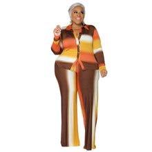 Load image into Gallery viewer, Women Suit Long Sleeve Shirt and Straight Pants Two 2 Piece Set