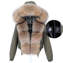 Load image into Gallery viewer, Fashion Short Women&#39;s Real Fox Fur Coat Natural Raccoon Big Fur Collar
