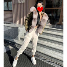 Load image into Gallery viewer, Fashion Short Women&#39;s Real Fox Fur Coat Natural Raccoon Big Fur Collar
