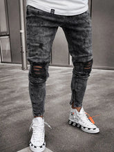 Load image into Gallery viewer, Men&#39;s Distressed Stretch Ripped Biker Jeans
