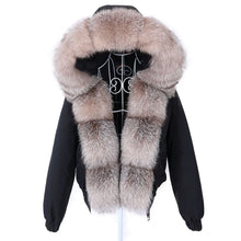 Load image into Gallery viewer, Fashion Short Women&#39;s Real Fox Fur Coat Natural Raccoon Big Fur Collar
